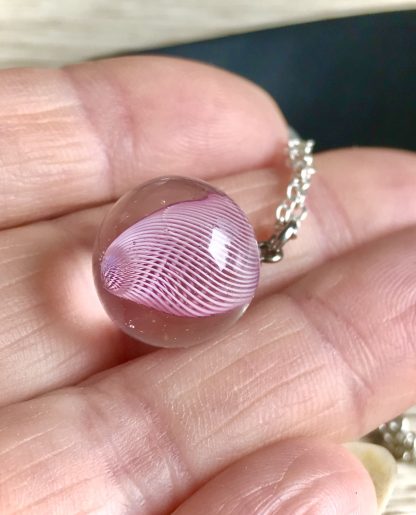 Pink spiral mini lampwork glass pendant