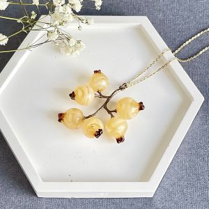 White currant lampwork glass pendant, fruit glass necklace, Christmas Gift